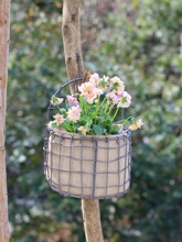 铁艺吊篮有挂钩铁线吊挂式花篮园林种植花草铁篮网格花盆持壁挂架