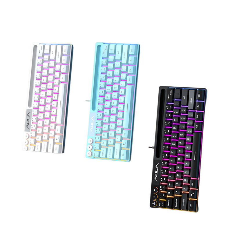 Wolf Spider F3061 ミニ有線ポータブルメカニカルキーボード 64キー RGB ノートパソコン ビジネス オフィス用|undefined