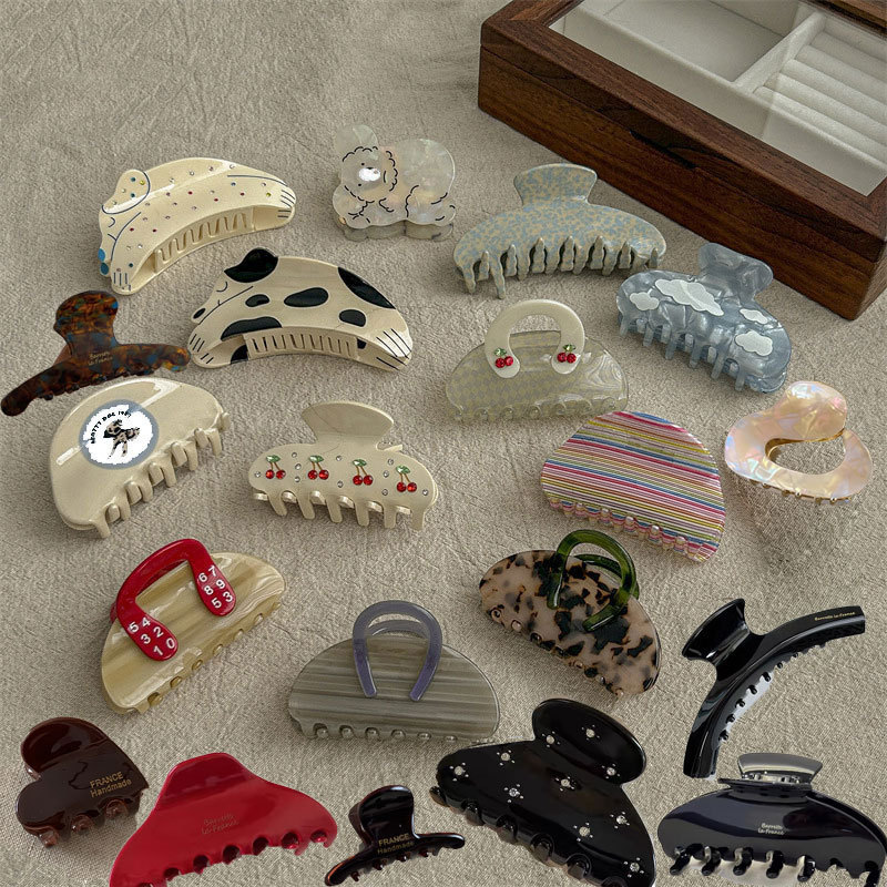 french style acetate hairpin female hair accessories high-grade exquisite loose clip acetic acid grip back head shark clip high-end