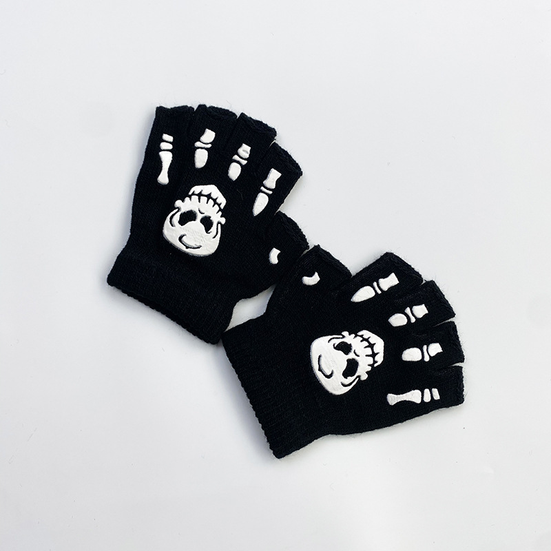 亚马逊欧美跨境夜光骷髅头骨爪手套万圣节发光手套Skull Gloves|undefined
