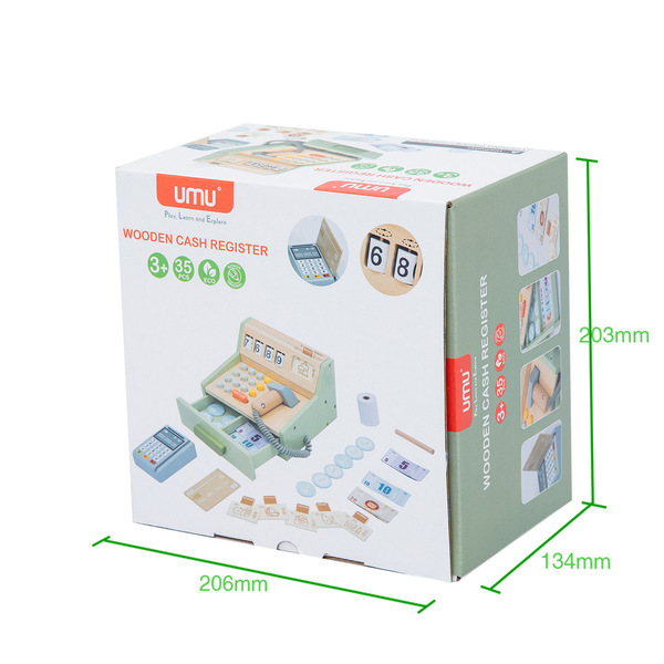 Cross-Border Wholesale Educational Simulation Play House Cash Register Supermarket Shopping Selling Boys and Girls Cash Register Wooden Toys