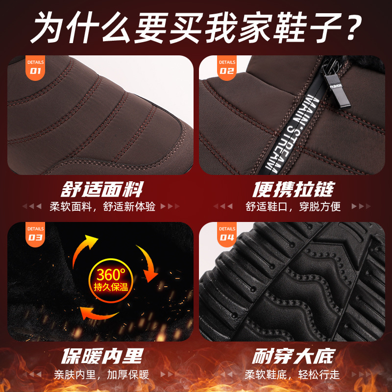 靴メンズコットンシューズ冬の新しい多用途プラスベルベットと厚みのあるクロスボーダーアウトドアスリッポンカジュアルスノーブーツドロップシッピング|undefined