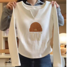 棉修身长袖t恤女装加绒内搭打底衫秋冬季2025早秋新款短款上衣