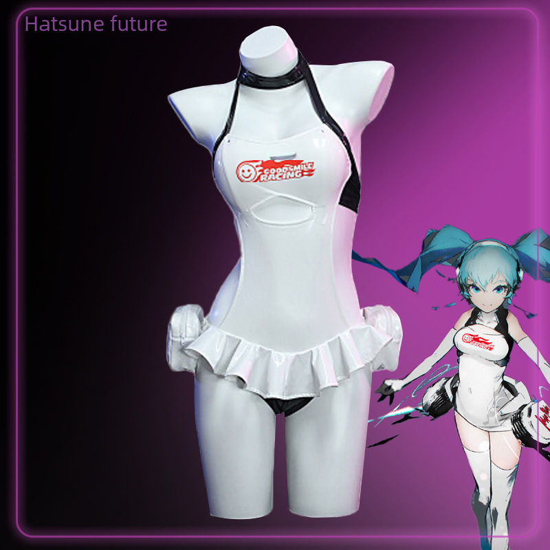 初音cos泳衣賽車2022夏季應援cosplay服泳裝滋遮肚可愛女