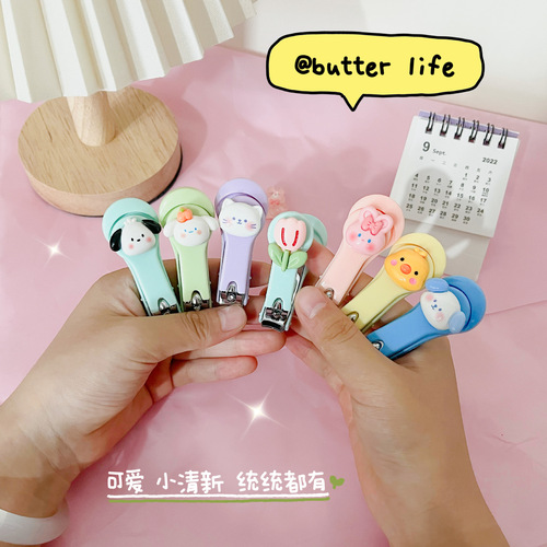 Cartoon cute nail clippers single pack creative portable folding nail clippers student home mini small nail clippers