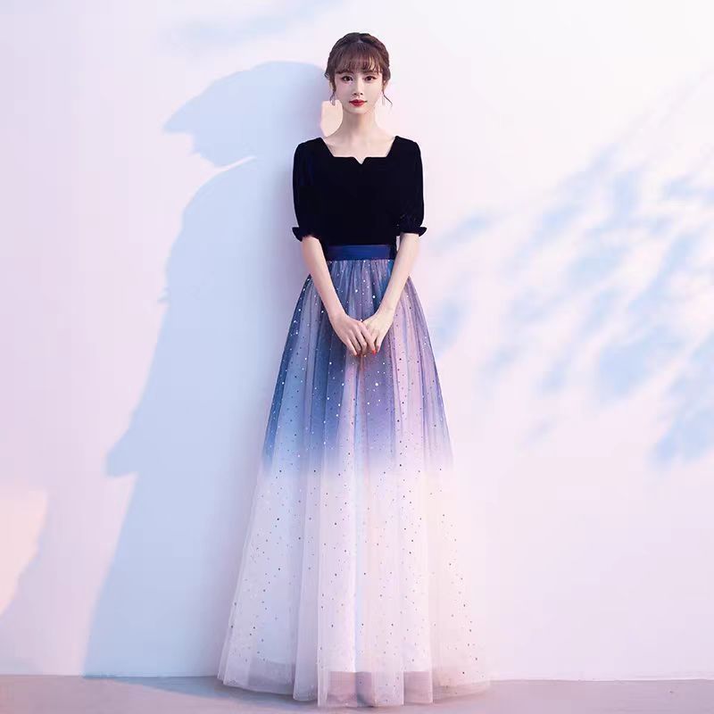 大合唱団パフォーマンス服女性のロングスカート学生赤い歌朗読服ホスト宴会気質スリムイブニングドレス女性|undefined