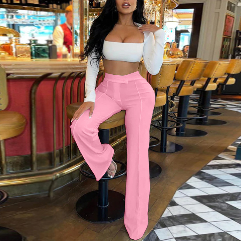 Îmbrăcăminte pentru femei pantaloni casual noi toamnă cu temperament nou pentru navetă pantaloni evazați pantaloni versatili la modă pentru femei_voghion.com