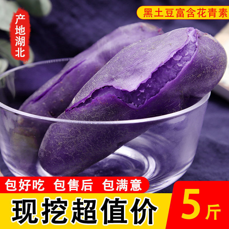 西北特产新鲜现挖黑土豆黑金刚蔬菜马铃薯黑美人3/5/9斤包邮