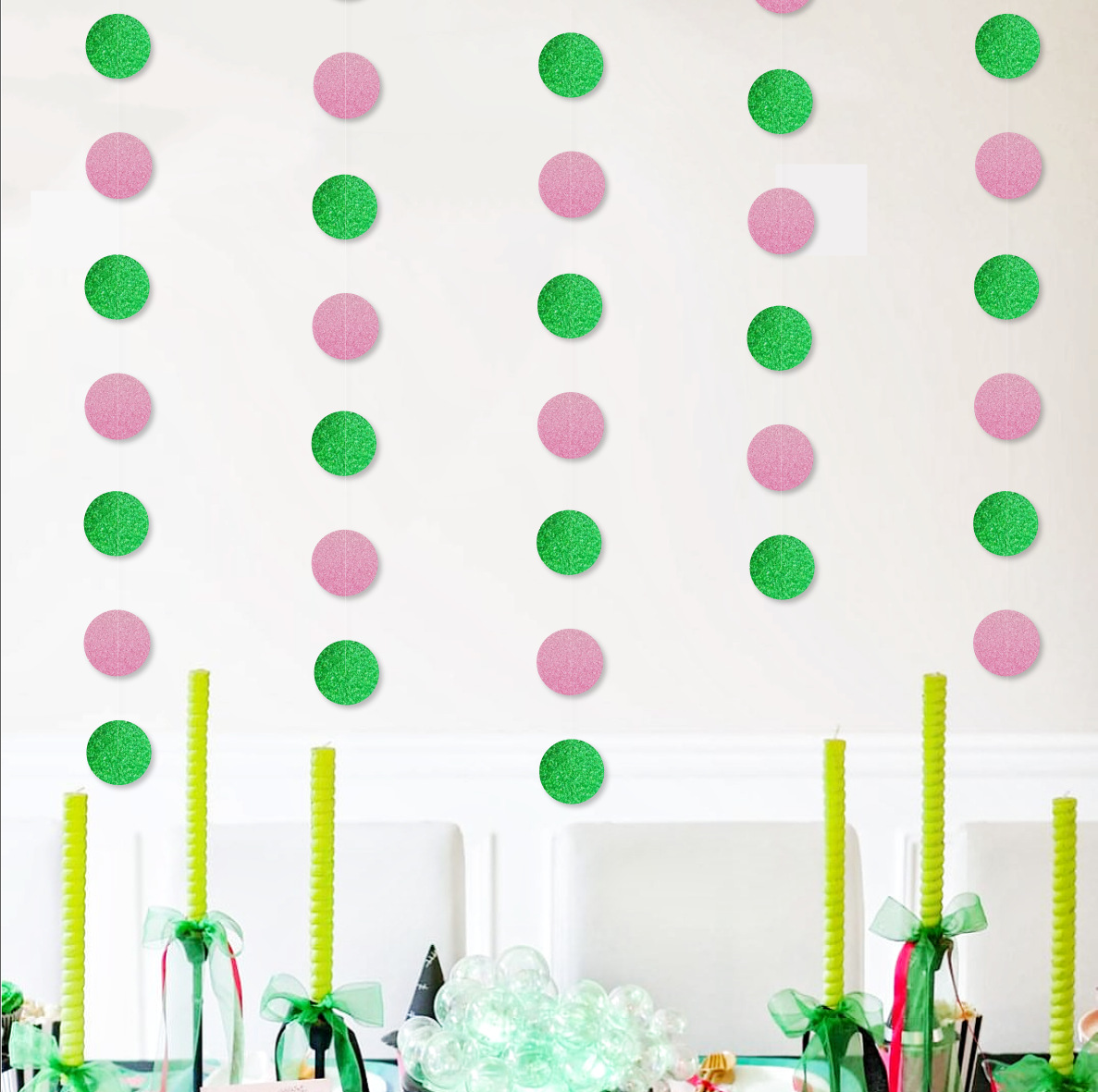 Cross-Border Magic Witch Theme Party Latte Art Birthday Flag Pink Green Disc Room Decoration Witch Pendant Wholesale