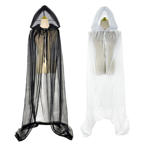 New European and American Mesh Halloween Cloaks & Capes — Witch Cosplay, Masquerade, and Performance Outfits