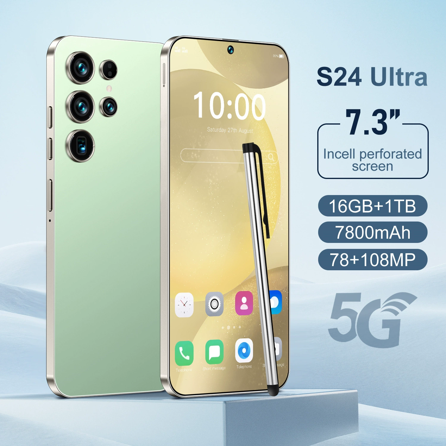 Смартфон S24 Ultra, 4G восьмиядерный, 7,3" (Android 8.1), 2+16 ГБ, 7800 mAh