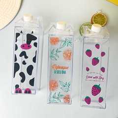 卸売アマゾンインターネット有名人 PS スクエアミルクカップ 1L プラスチックカップ日本ミルクボックスポータブル漫画ウォーターカップ