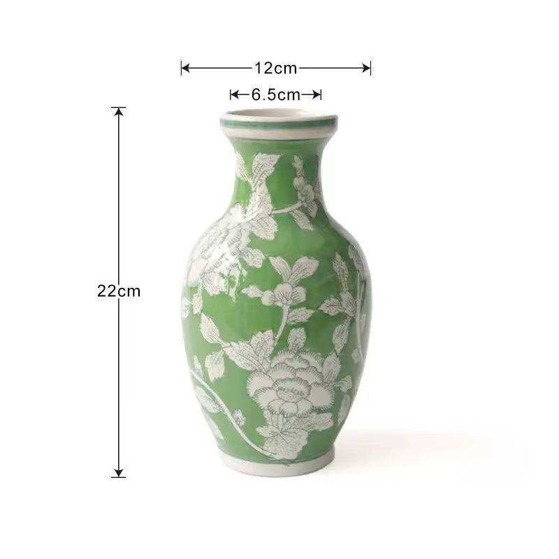 青花磁器花瓶、陶磁器花瓶、新中式水耕栽培磁器、高級感のあるリビングルーム装飾花器、ワンピース配送