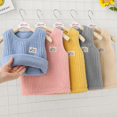 winter new pattern Two-sided Puff children Vest Boy Female baby Plush thickening one keep warm vest