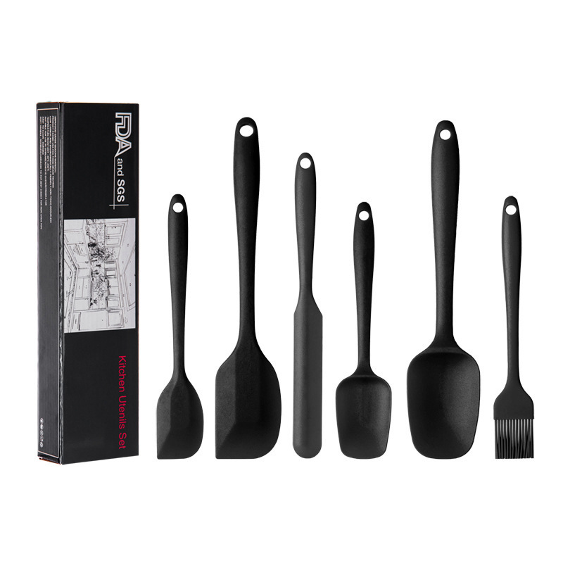Cross-Border Integrated Silicone Spatula 6-Piece Set Cake Jam Stirring Cream Spatula DIY Baking Spatula Set