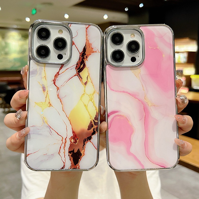 Galvanoplastie à motif marbré 2 en 1, étui de protection 2 en 1 adapté au téléphone iPhone 15 ProMax Apple 1413 S23_voghion.com