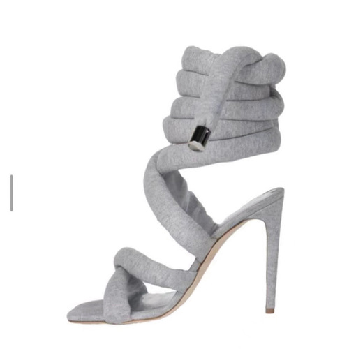 Square toe stiletto super high heel sandals for women 2024 foreign trade model cross strap foot wrap to take away show large size Roman shoes