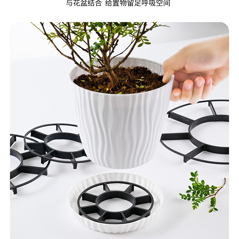 植木鉢の足のプラスチックの植木鉢の底の支えの底の通風の通気性の防腐根の防黒腐プラスチックの家庭用植木鉢のマットの高さ