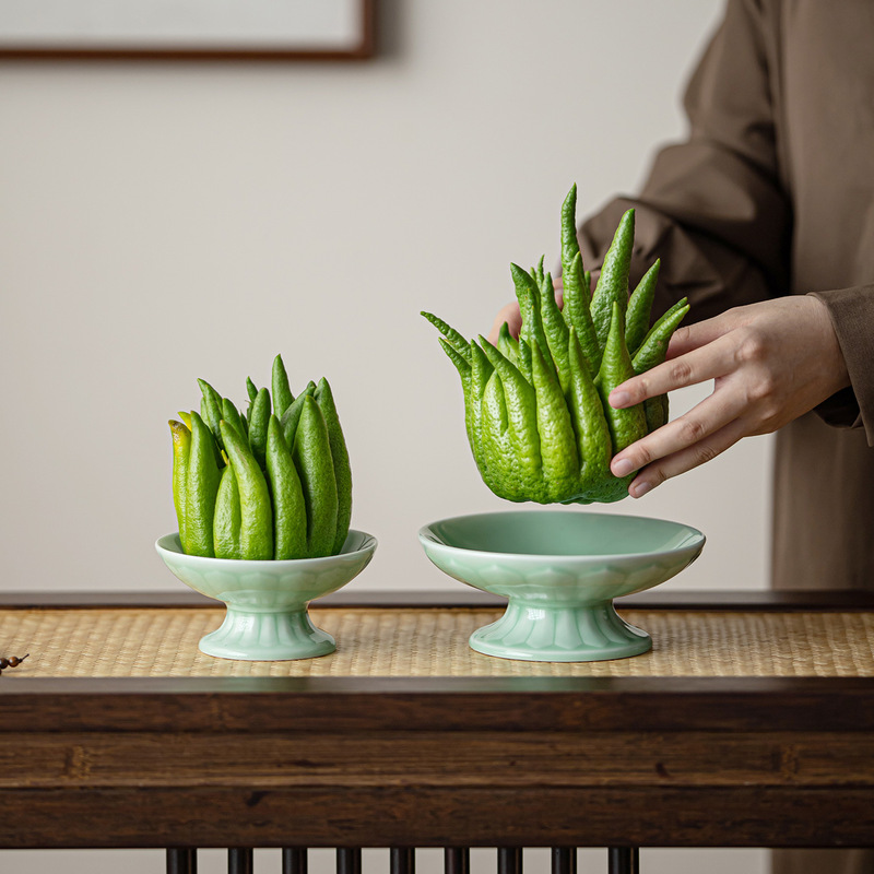 Special Chinese-style lotus bergamot tray with high legs, high aesthetic value, ceramic vase container for displaying bergamot Special Chinese-style lotus bergamot tray with high legs, high aesthetic value, ceramic vase container for displaying bergamot