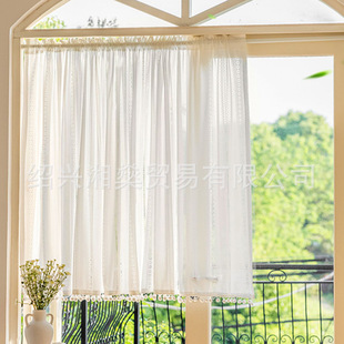 Modern Simple ins Style Window Screen French Style Wavy Lace Short Curtain Window Curtain Gauze Curtain Living Room Bedroom Kitchen Door Curtain