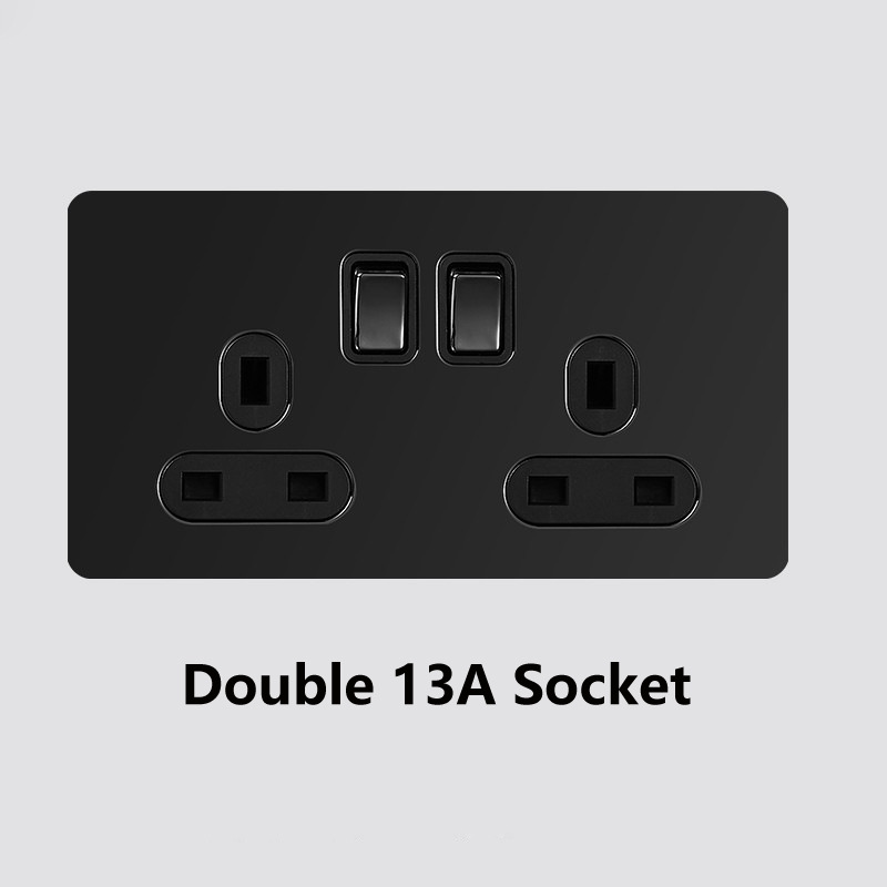 外贸英式黑色个性复古按键拨杆开关金属面板轻奢墙壁开关UK插座