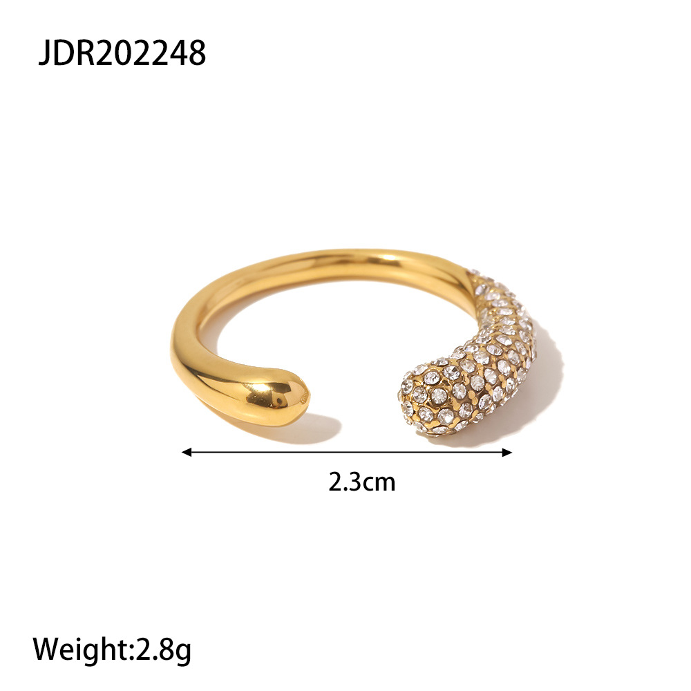 Jieding Europa y América Anillo abierto de diamantes de acero inoxidable de oro de 18k Anillo de sentido avanzado Joyas de mano de acero de titanio Rings transfronterizos