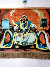 #内蒙古工艺品羊毛毡画成吉思汗特色挂画轴餐厅蒙古包装饰画毡