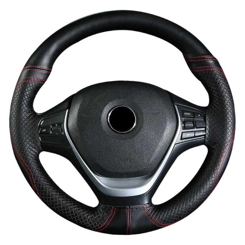 Слой головы из воловьей кожи с тиснением двойной линии, сшитый вручную руль, комплект Four Seasons General, кожаный автомобильный комплект #1134