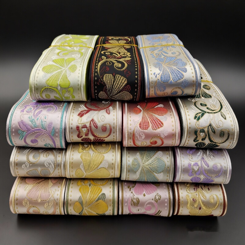 5cm New Chinese-Style Ginkgo Leaf Jacquard Ribbon for Home Decor, Curtain Tieback, Decorative Lace Accessories, DIY Handmade 5cm New Chinese-Style Ginkgo Leaf Jacquard Ribbon for Home Decor, Curtain Tieback, Decorative Lace Accessories, DIY Handmade
