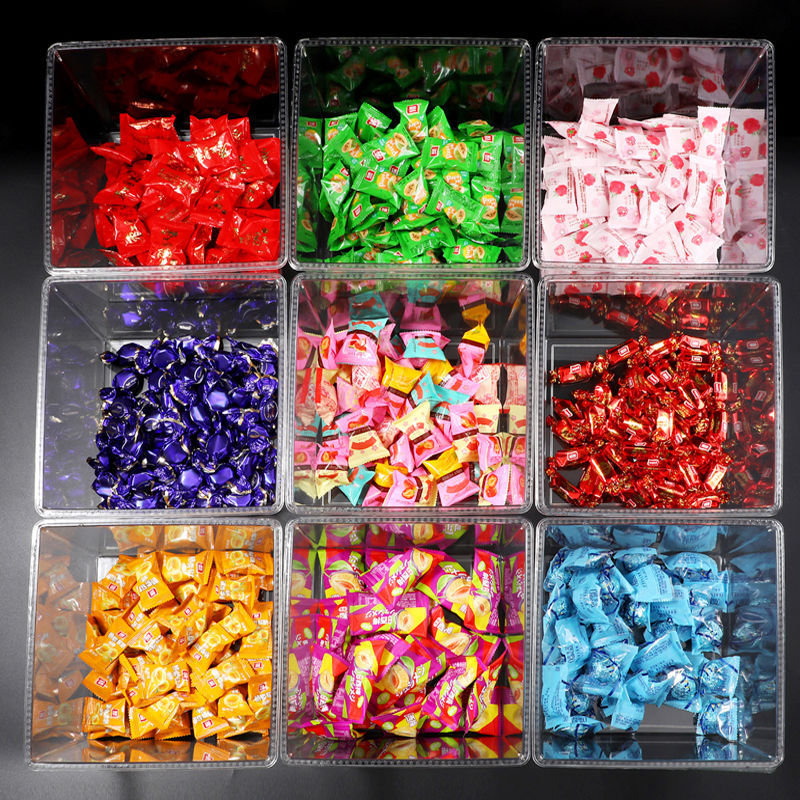 Supermercado caja de alimentos caja de visualización de plástico transparente fruta seca a granel caja de exhibición de estantes de bocadillos dulces blandos