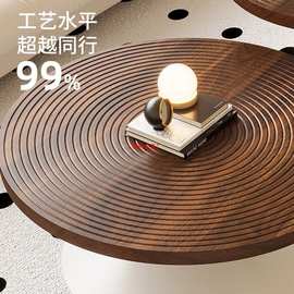 圆形茶几客厅家用2025新款极简中古风碳素钢小茶几现代简约小户型