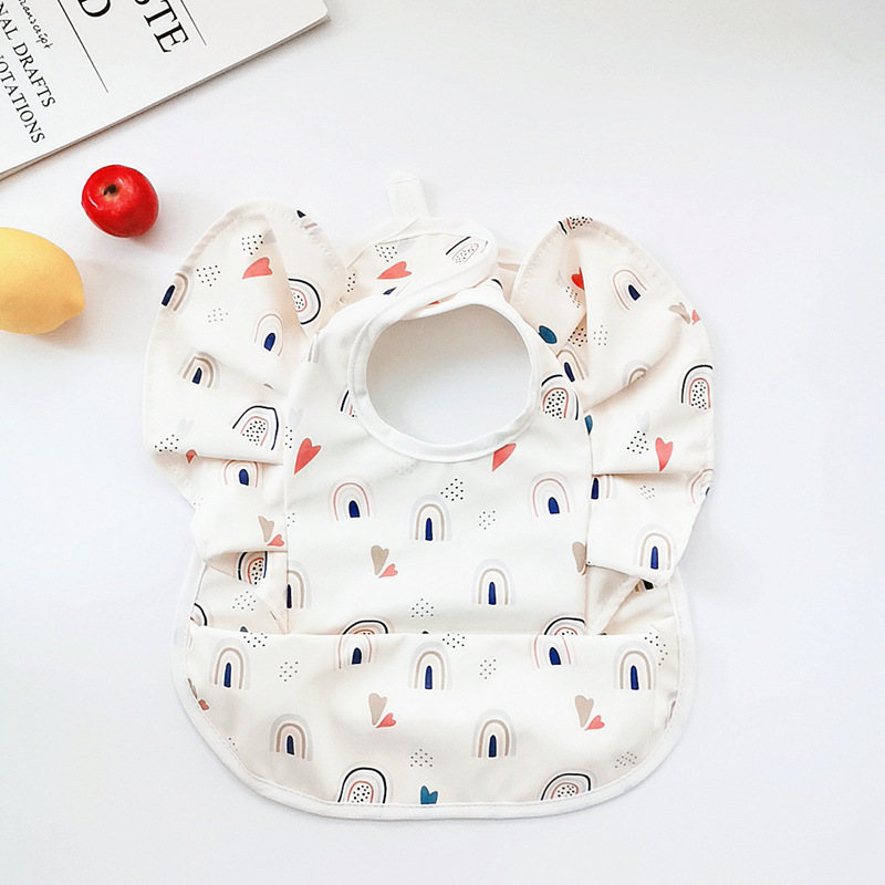 Manga de vuelo danés bebé alimentos babero alas de Ángel babero pu impermeable bebé babero alimentación ins babero