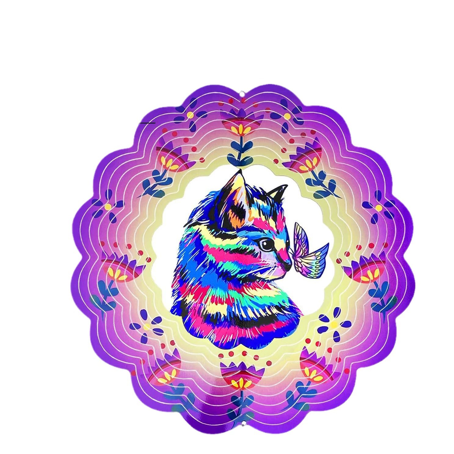 ВетрянойSpinner для двора и сада украшение Цветной кот металлический 3D ветряная лопасть подвешиваемая ветряная мельница