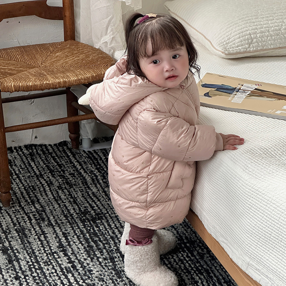 2024 invierno bebé abrigo coreano lindo super lindo vestido de salida niña niño chaqueta de algodón de gas extranjero grueso cálido