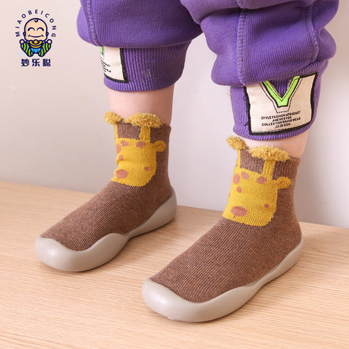 0-4 years old baby toddler shoes new spring and autumn mid-tube cartoon children's socks shoes soft sole anti-fall baby floor shoes