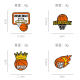 Creative Crown Basketball Badge basketball Sports Dunk Metal Paint Jewelry Accessories Brooch