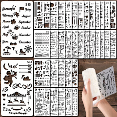 クロスボーダー手帳透かし彫り絵画テンプレートdiy日記スクラップブックアルバム創作形状図形プラスチックテンプレート