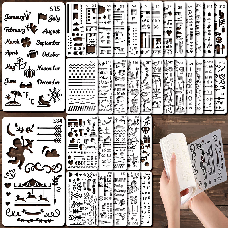 Cross-border Handbook Hollow-out Painting Template DIY Diary Scrapbook Album Creation Shape Graphic Plastic Template Cross-border Handbook Hollow-out Painting Template DIY Diary Scrapbook Album Creation Shape Graphic Plastic Template