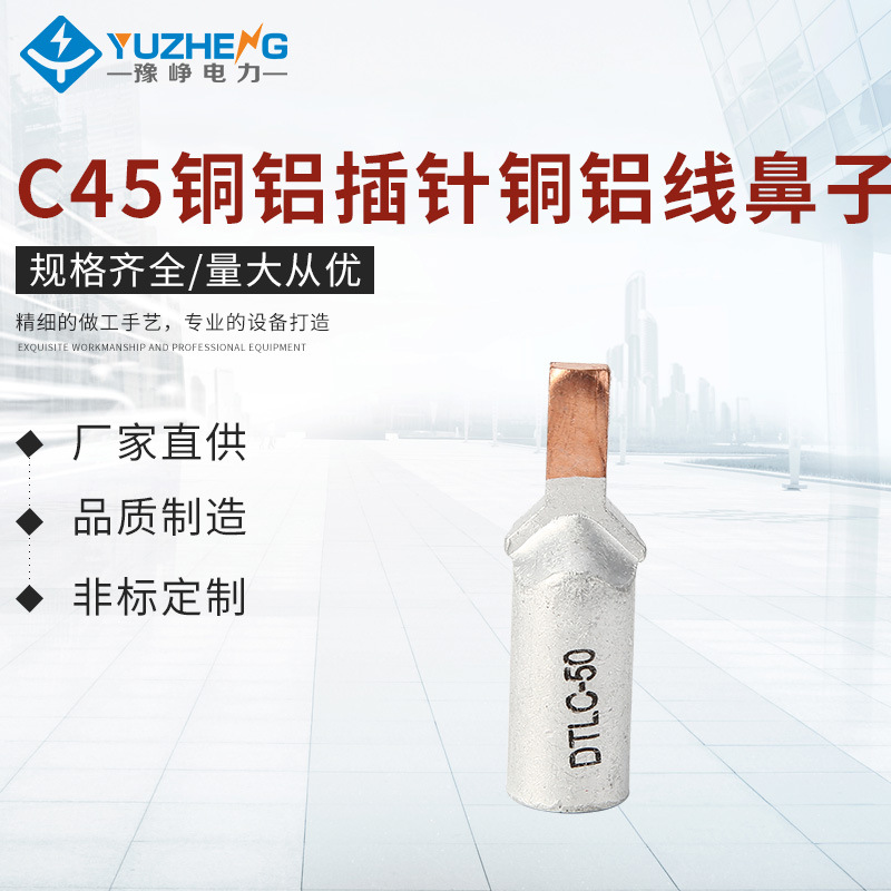C45铜铝插针铜铝线鼻子接线端子 铜铝鼻子电能表用针式铜铝端子