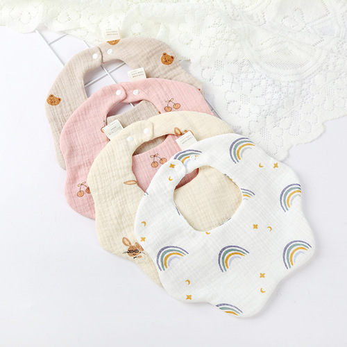 ins style Korean four seasons 360 degree gauze cotton saliva pocket baby bib baby bib baby saliva towel large