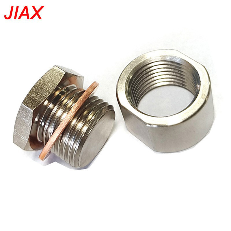 Tuerca de soldadura del tubo de escape M18x1.5 niquelado de hierro, tornillo de sellado del tapón hexagonal exterior, piezas de modificación del automóvil