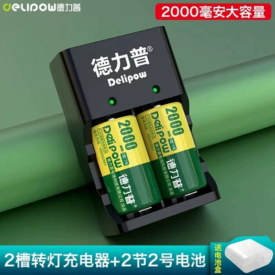 Delip 2 rechargeable battery charger suit type C rechargeable battery 1.2V Ni-MH 2 battery rechargeable (Hibrid akkumulyator batareyaları) - 2-slot-lamp-charger-no-2-2000mah-section-2
