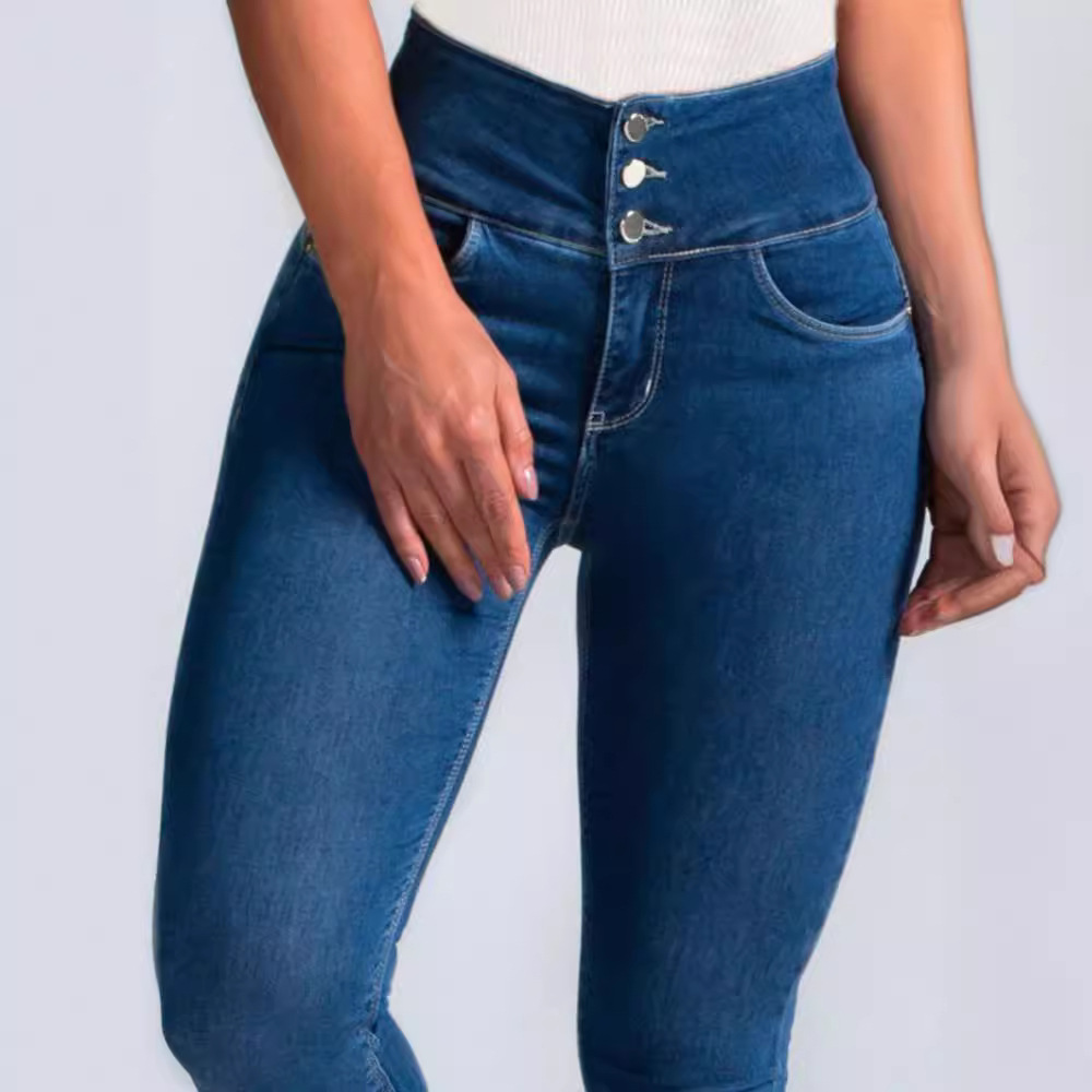 Damen Jeans Mit Knopfleiste Figurbetonte Röhrenjeans Für Damen_voghion.com