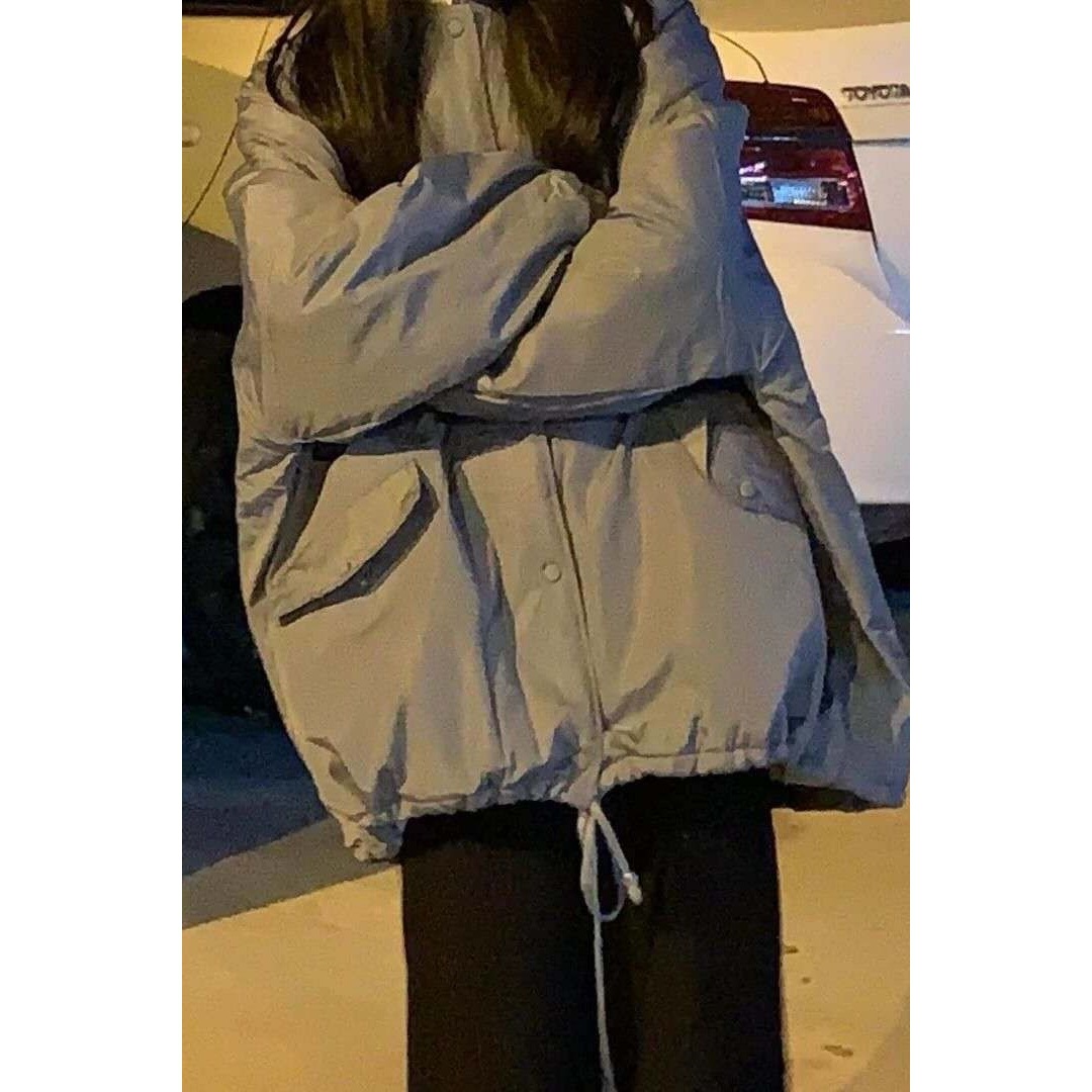 棉服女潮ins秋冬2022新款面包服女学生宽松韩版纯色百搭棉衣外套