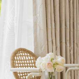 精美成品浮雕金丝叶子窗帘客厅卧室轻奢美式高精密提花遮光窗帘布