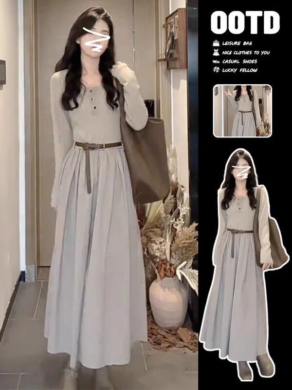 2024 New Autumn Popular Style French Long-sleeved Dress Women's Early Autumn Elegant High-end Long Dress 2024 New Autumn Popular Style French Long-sleeved Dress Women's Early Autumn Elegant High-end Long Dress