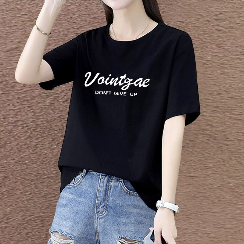 Short-Sleeved T-Shirt for Women 2025 Summer New Style Printed Korean Style Loose Half-Sleeved Versatile Top Plus Size Women's T-Shirt