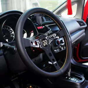 New MOMO 50th Anniversary Genuine Leather Car Modified Racing Steering Wheel 14inch Matte Leather Universal Quick-Release Steering Wheel
