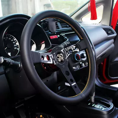 New MOMO 50th Anniversary Genuine Leather Car Modified Racing Steering Wheel 14inch Matte Leather Universal Quick-Release Steering Wheel (Steering wheel)