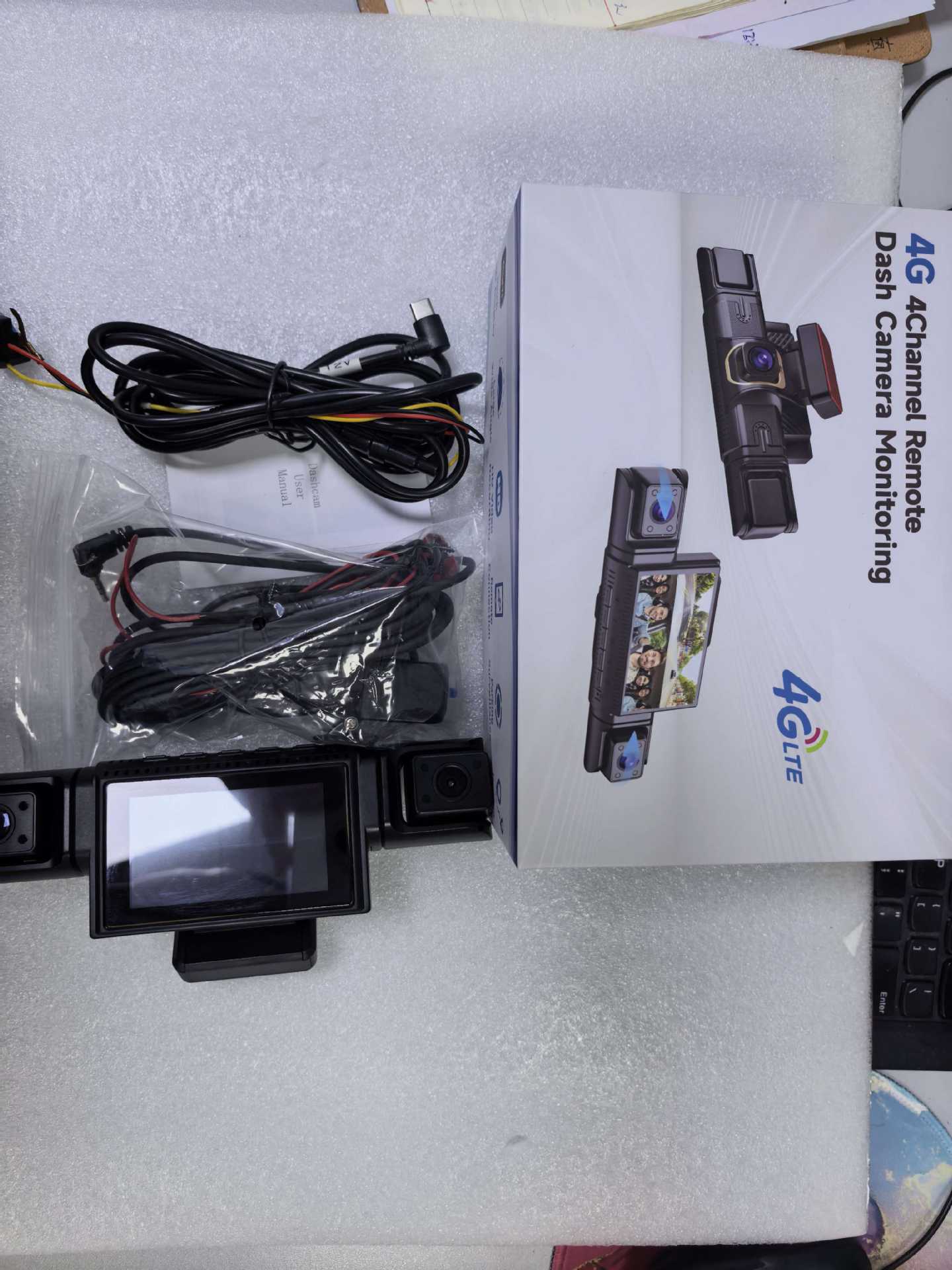 4G Remote Monitoring Quad-Camera 3inch Dash Cam with ADAS Blind Spot Warning and Fatigue Driving Sentry Mode
